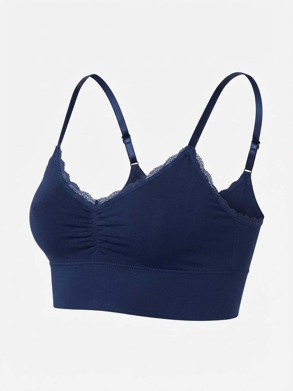 Laura Ashley Navy Blue Lace V-Neck Seamless Bralette medium